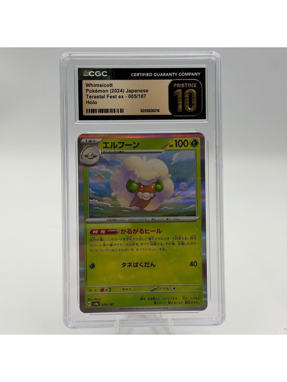 Pokémon Whimsicott 2024 Terastal Fest ex Holo Japanese 005/187 CGC Pristine 10